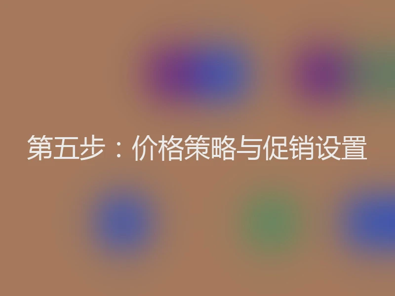 第五步：价格策略与促销设置