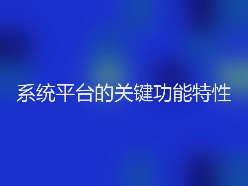 系统平台的关键功能特性