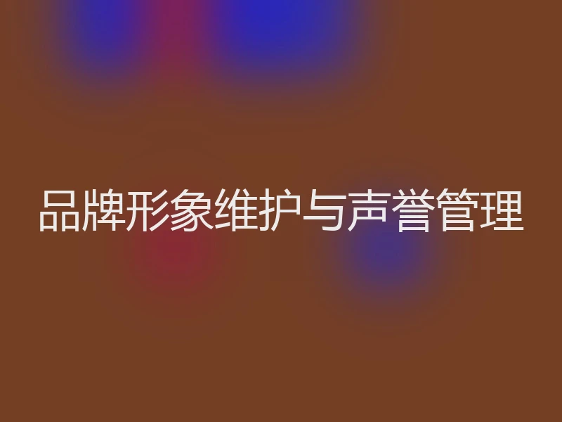 品牌形象维护与声誉管理