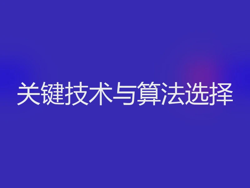 关键技术与算法选择