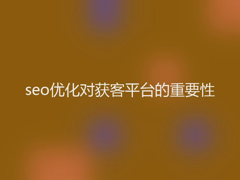 seo优化对获客平台的重要性