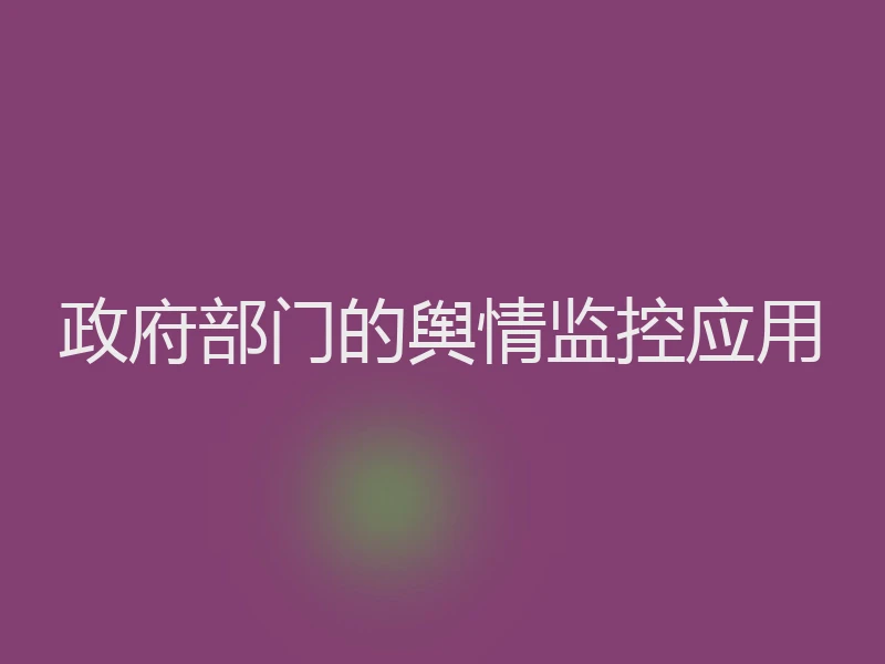 政府部门的舆情监控应用