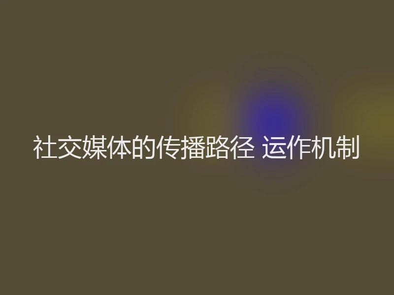 社交媒体的传播路径 运作机制