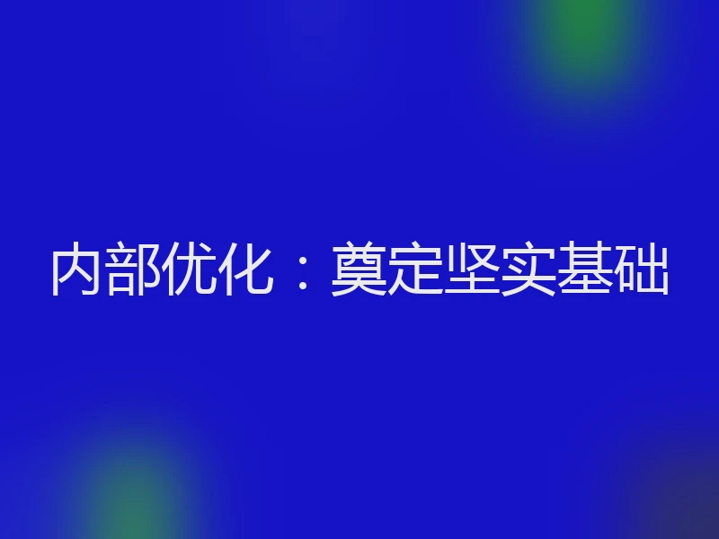 内部优化：奠定坚实基础