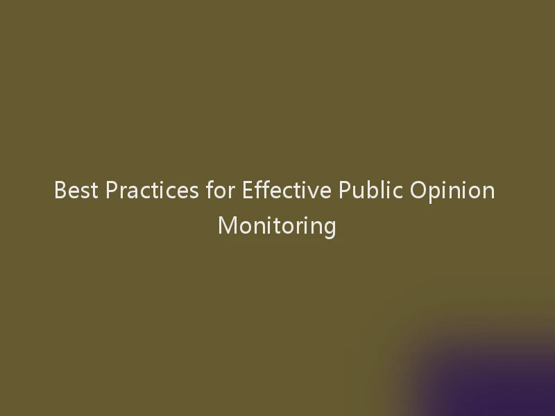 Best Practices for Effective Public Opinion Monitoring