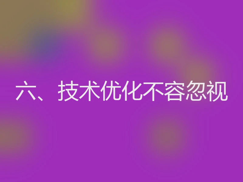 六、技术优化不容忽视