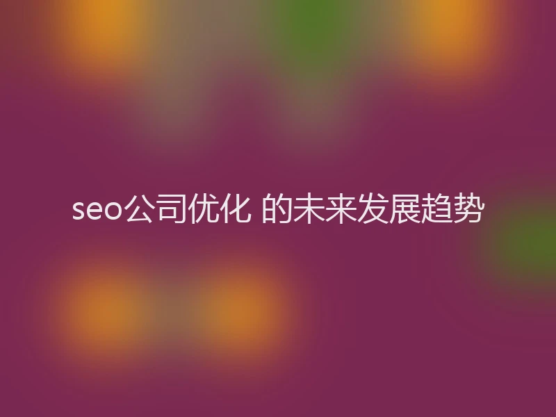 seo公司优化 的未来发展趋势