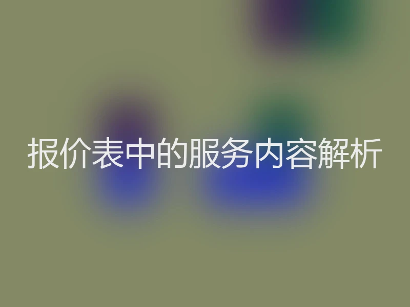 报价表中的服务内容解析