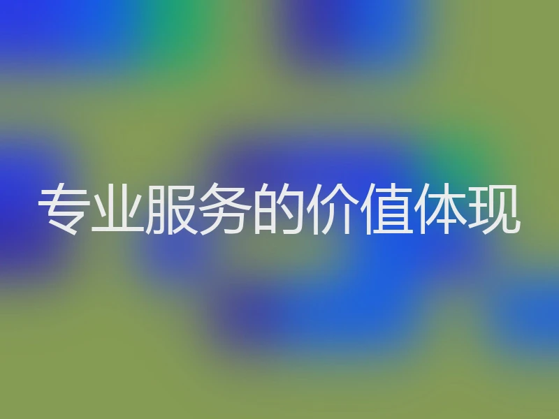 专业服务的价值体现