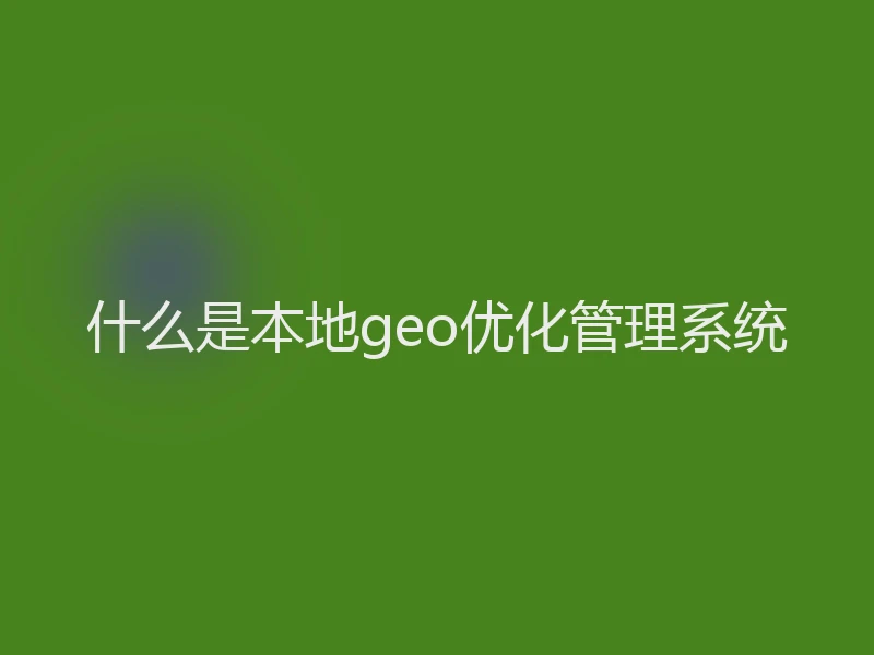 什么是本地geo优化管理系统