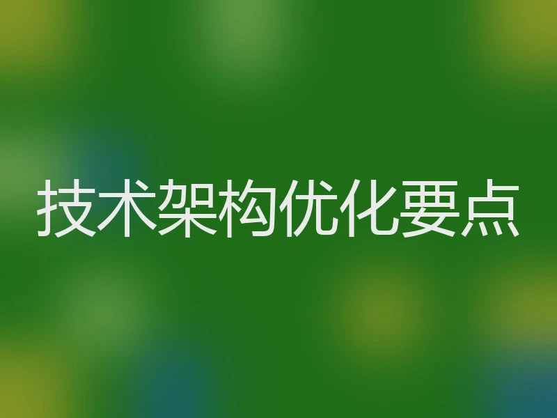 技术架构优化要点