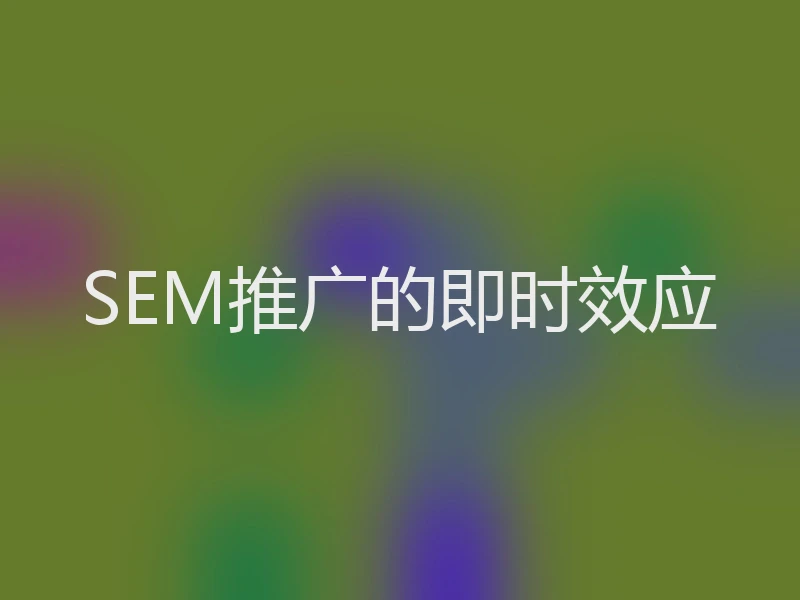 SEM推广的即时效应