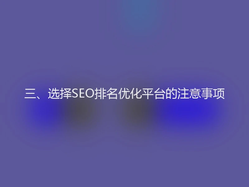三、选择SEO排名优化平台的注意事项