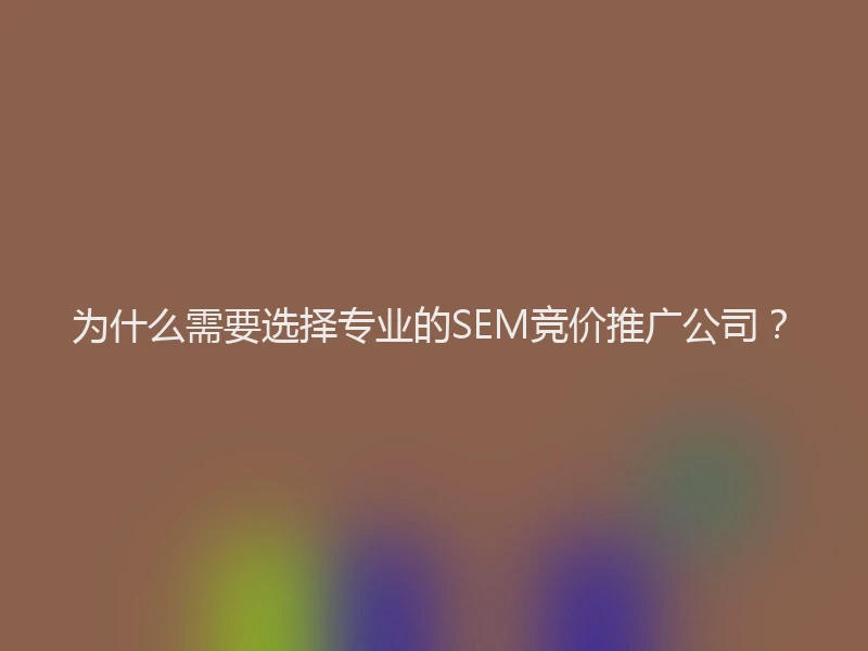 为什么需要选择专业的SEM竞价推广公司？