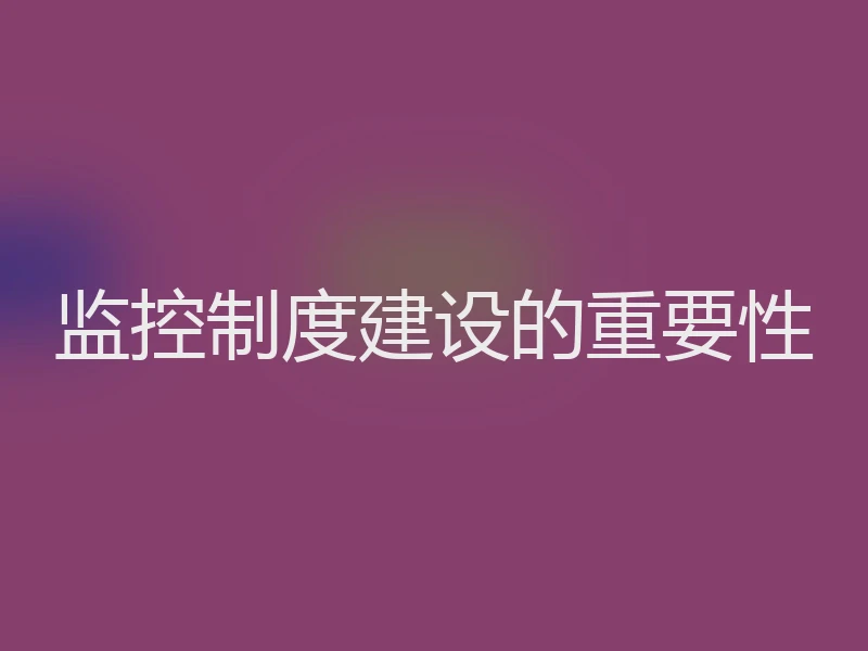 监控制度建设的重要性