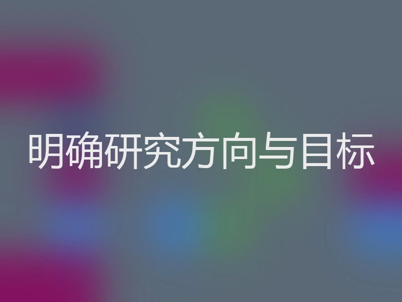 明确研究方向与目标
