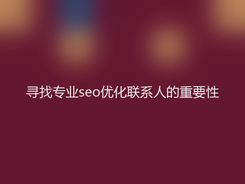寻找专业seo优化联系人的重要性