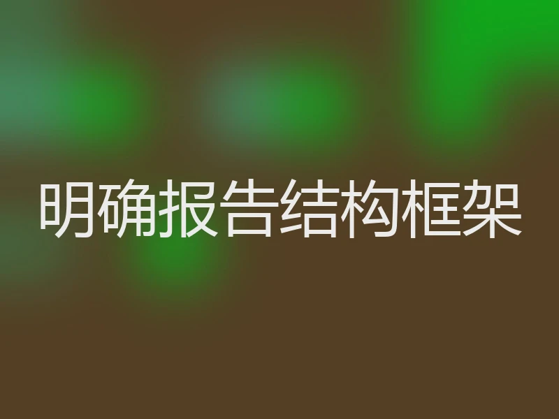 明确报告结构框架