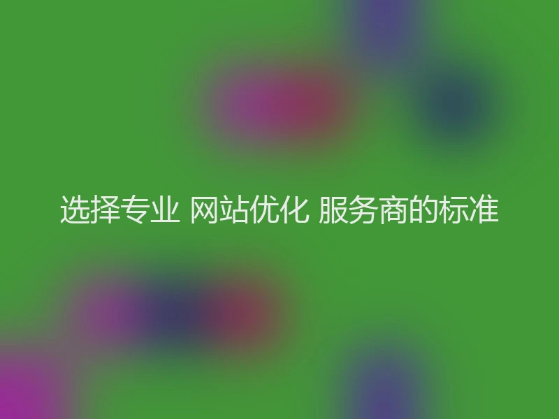选择专业 网站优化 服务商的标准
