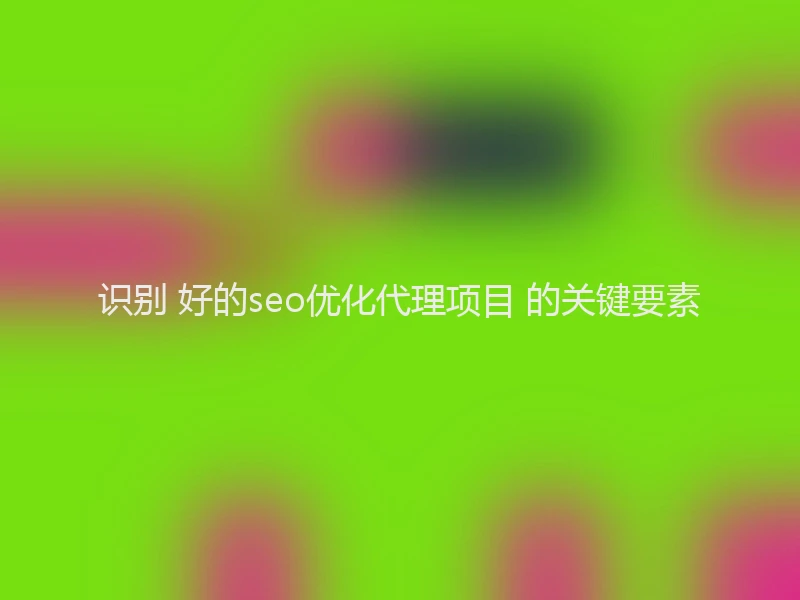 识别 好的seo优化代理项目 的关键要素