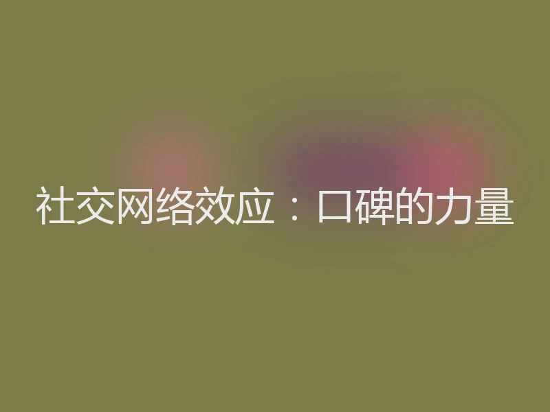 社交网络效应：口碑的力量