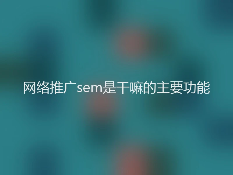 网络推广sem是干嘛的主要功能