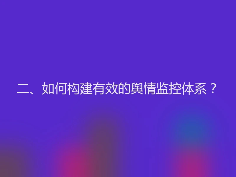 二、如何构建有效的舆情监控体系？