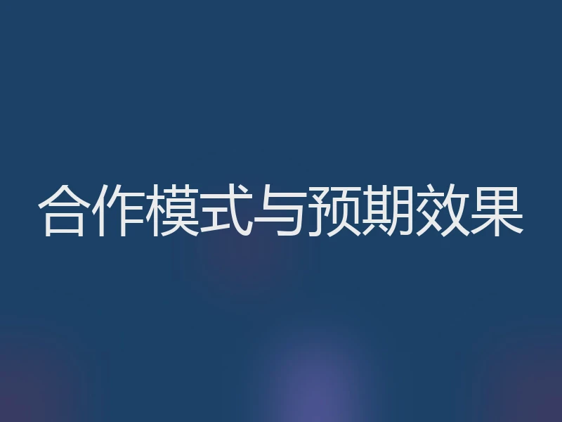 合作模式与预期效果