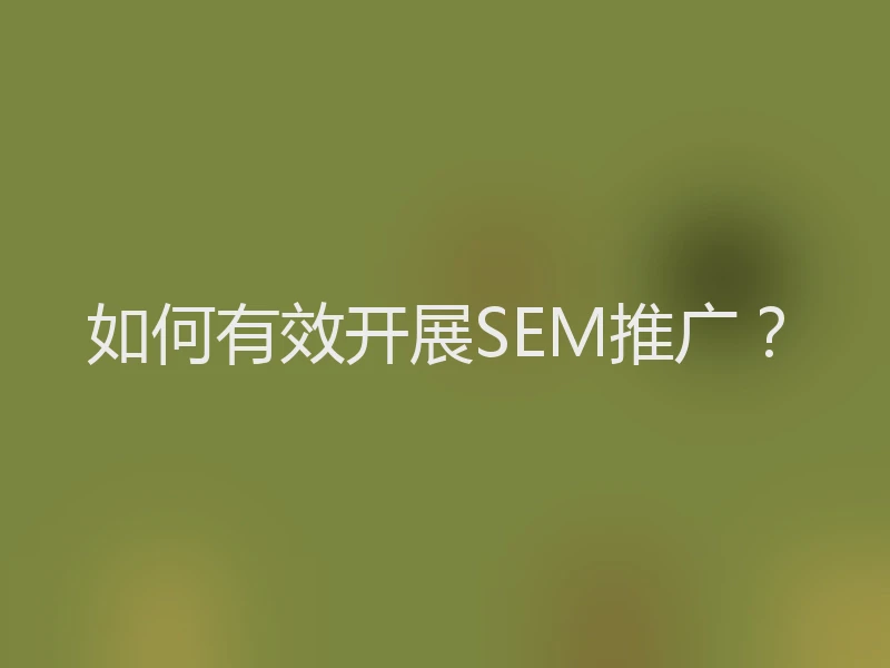 如何有效开展SEM推广？