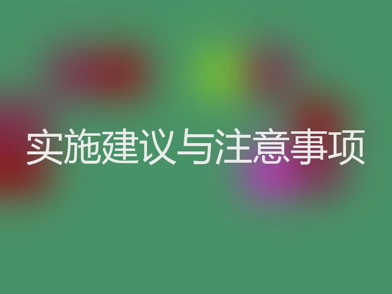 实施建议与注意事项