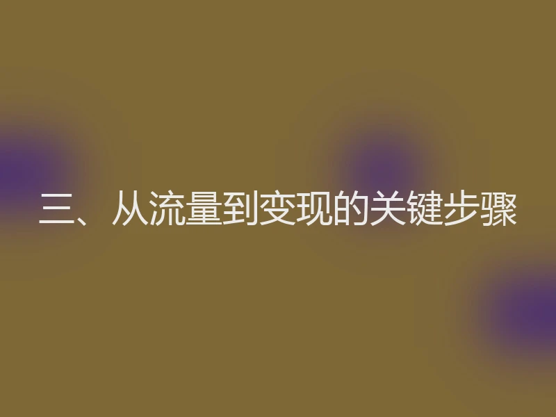 三、从流量到变现的关键步骤