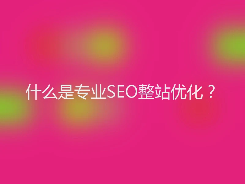 什么是专业SEO整站优化？