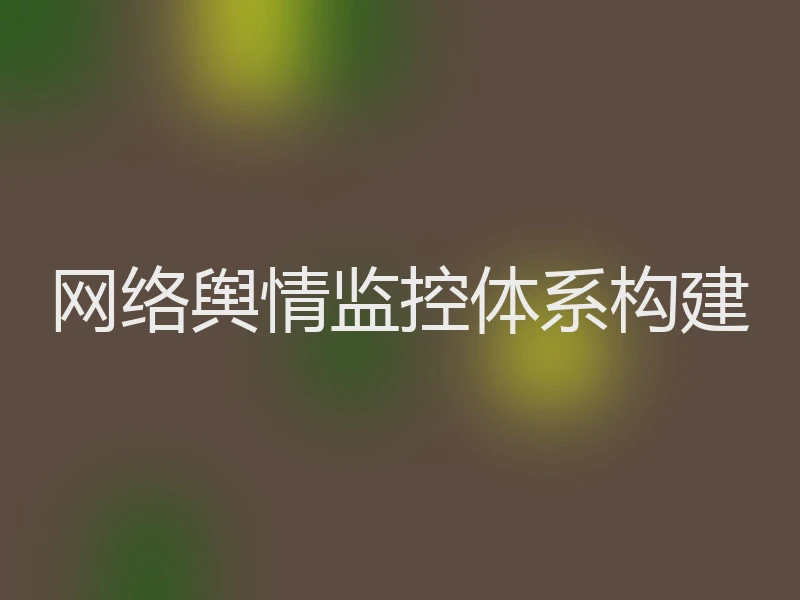网络舆情监控体系构建
