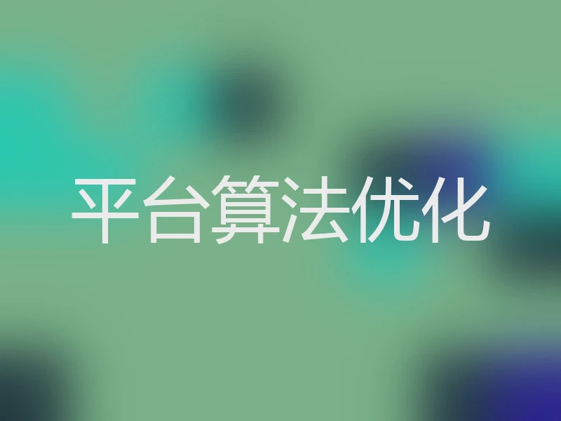 平台算法优化