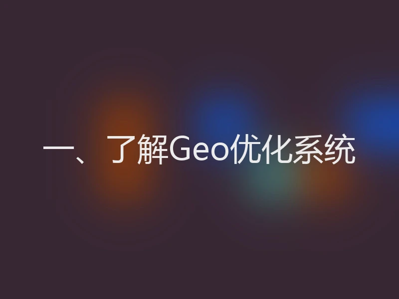 一、了解Geo优化系统