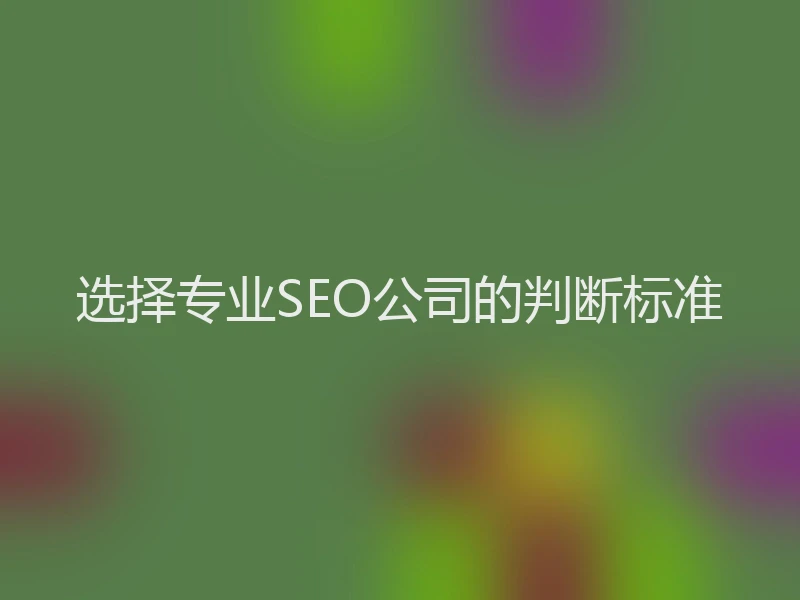 选择专业SEO公司的判断标准