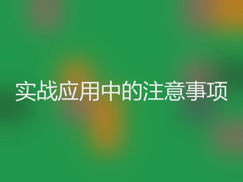 实战应用中的注意事项