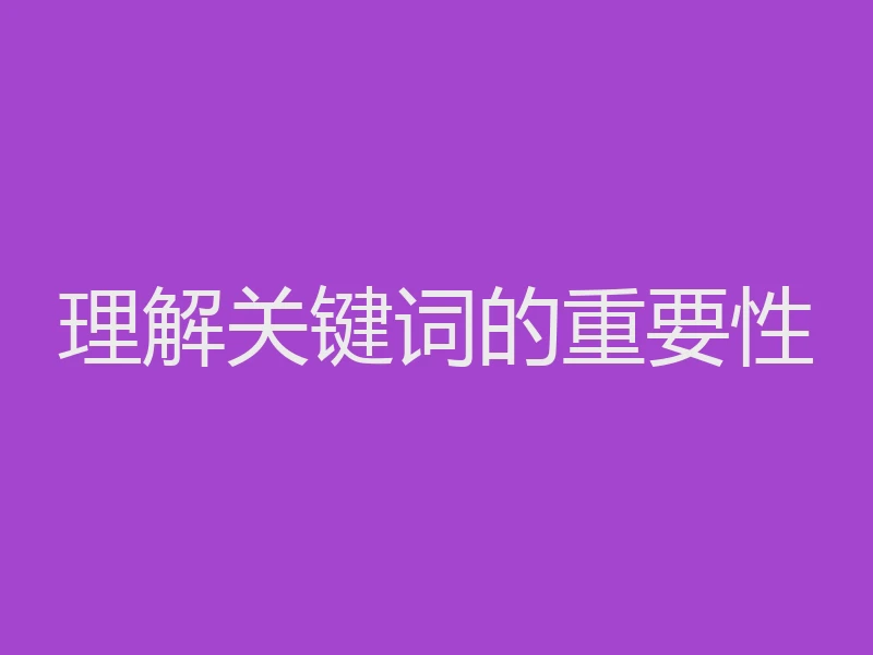 理解关键词的重要性