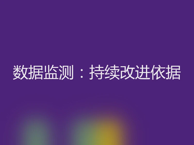 数据监测：持续改进依据
