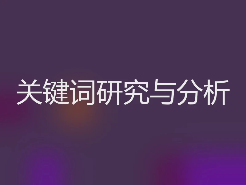关键词研究与分析