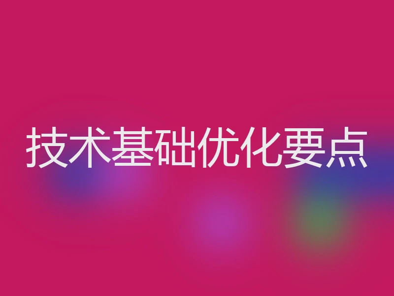 技术基础优化要点