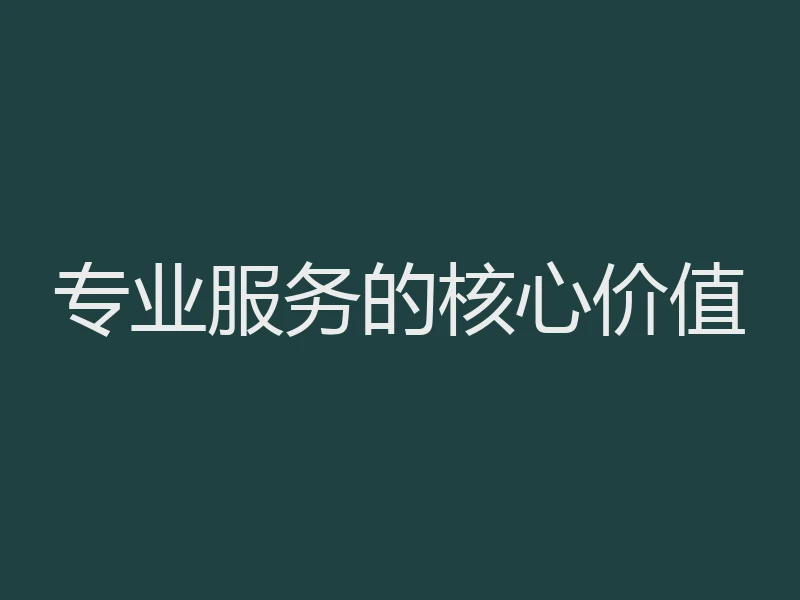 专业服务的核心价值