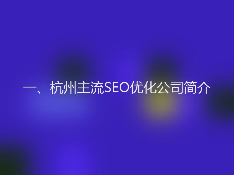 一、杭州主流SEO优化公司简介