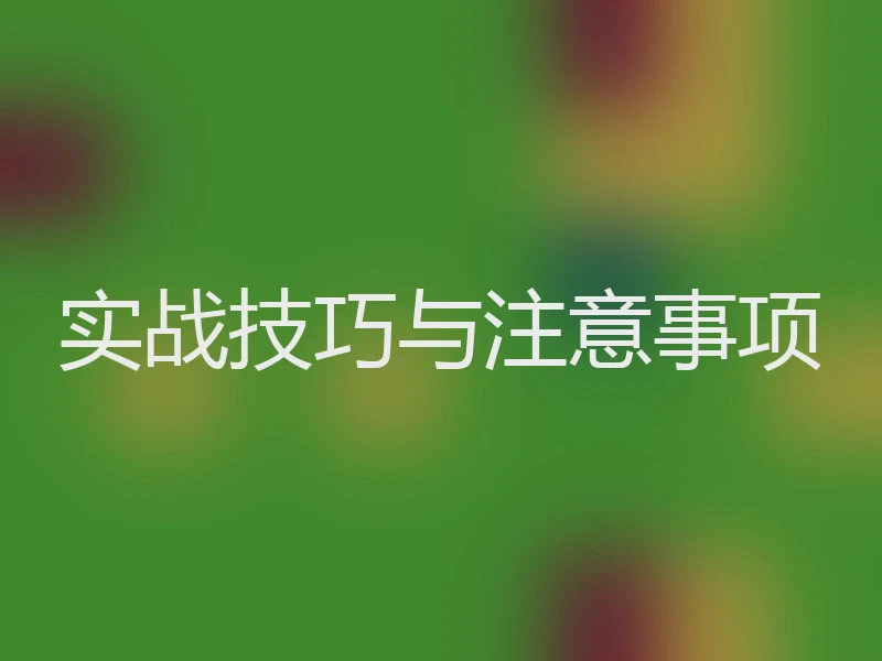 实战技巧与注意事项