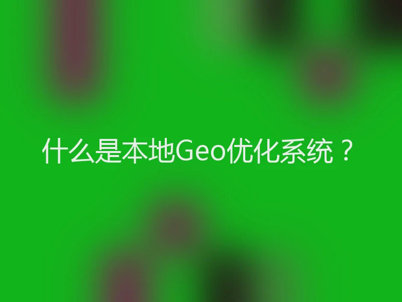 什么是本地Geo优化系统？