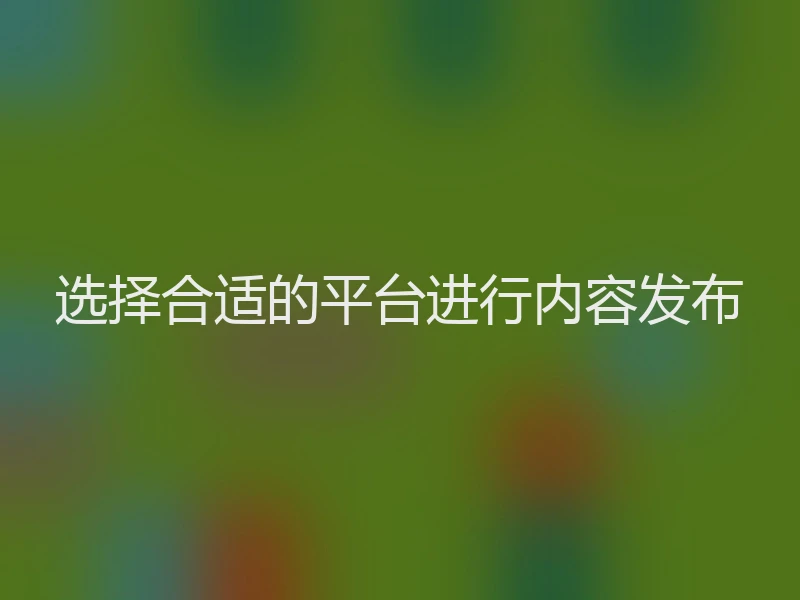 选择合适的平台进行内容发布