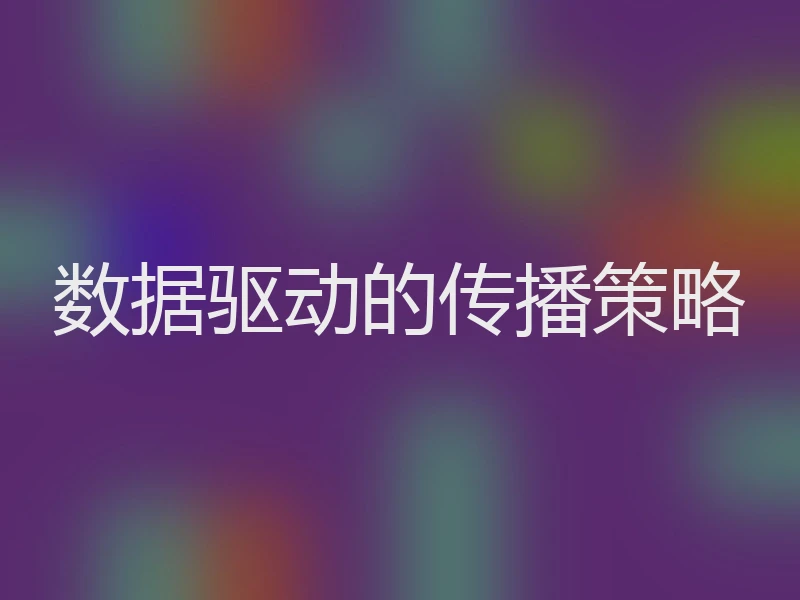 数据驱动的传播策略