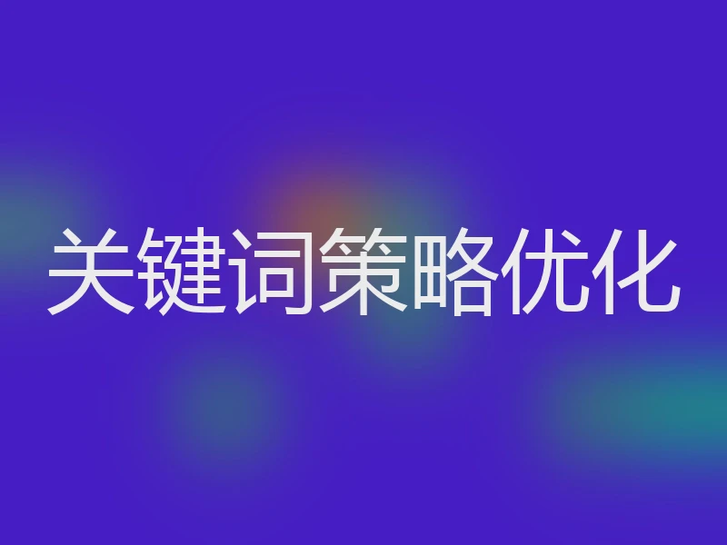 关键词策略优化