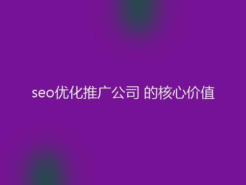seo优化推广公司 的核心价值