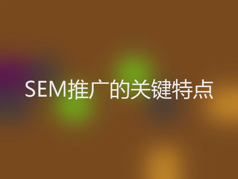 SEM推广的关键特点
